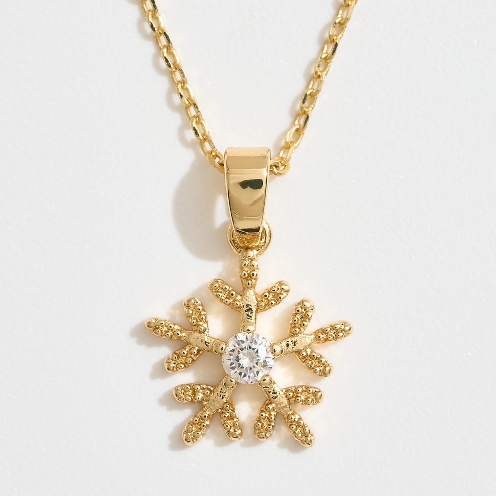 14K Gold Dipped Snowflake Pendant Necklace